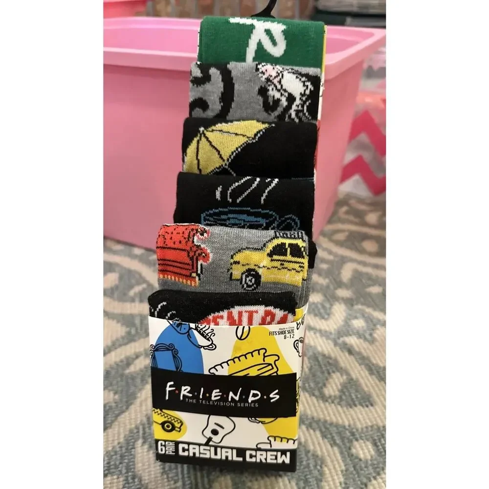 NEW Friends The TV Series Themed Casual CREW SOCKS 6-Pairs Men's Shoe Size‎ 8-12